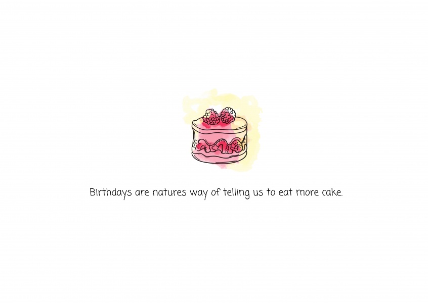 carte rose avec un gâteau