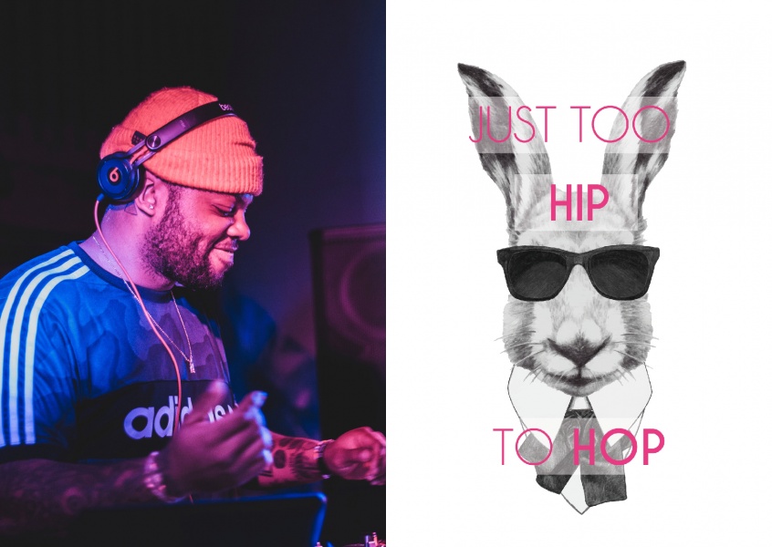 Hipster Osterhase mit Sonnenbrille und spruch Too hip to hop