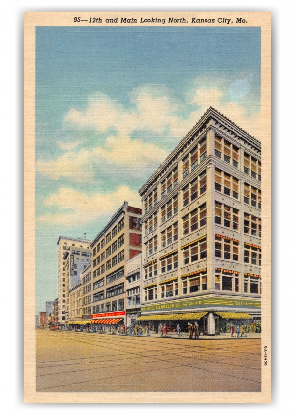 Kansas City Missouri 12th And Main Looking North Vintage Antique Postcards Send Real Postcards Online