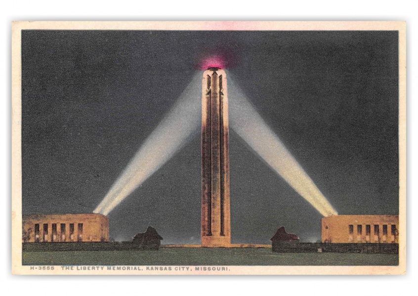 Kansas City Missouri Liberty Memorial Illuminated at Night