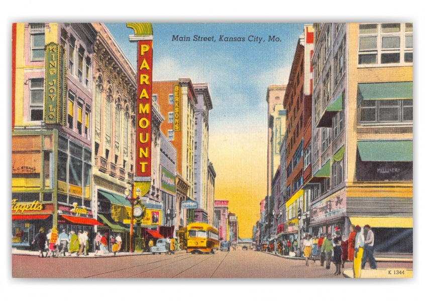 Kansas City, Missouri, Main Street | Vintage & Antique Postcards ...