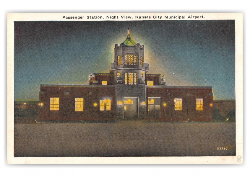 Kansas City Missouri Municipal Airport Passenger Station at Night