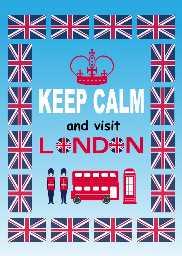 grusskarte mit keep calm and visit London Schrift und grafischer Gestaltung
