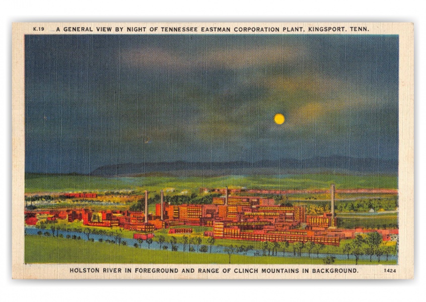 Kingsport, Tennessee, night view of Eastman Corporation Plant