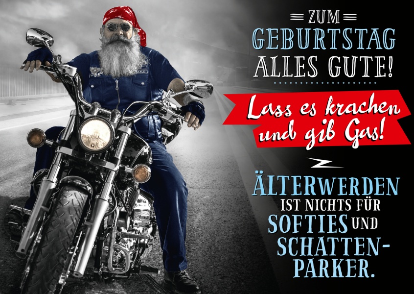 Postkarte Gutsch Verlag - Zum Geburtstag lass es krachen und gib Gas!