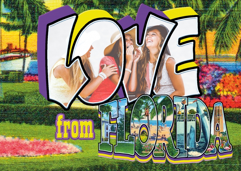  Grande Lettre carte Postale Site de l'Amour, de la Floride