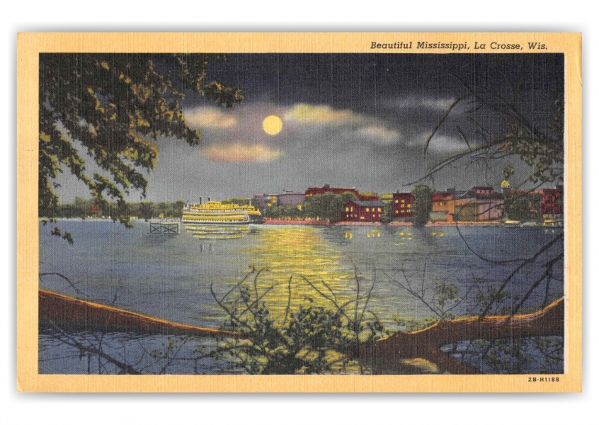 La Crosse Wisconsin Mississippi River Scenic View at Night