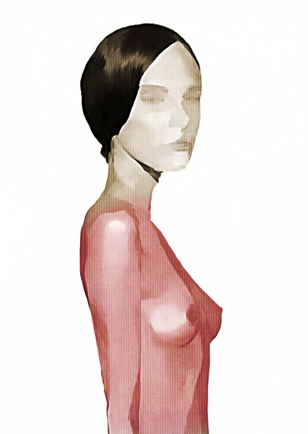 Kubistika nude woman with red skin