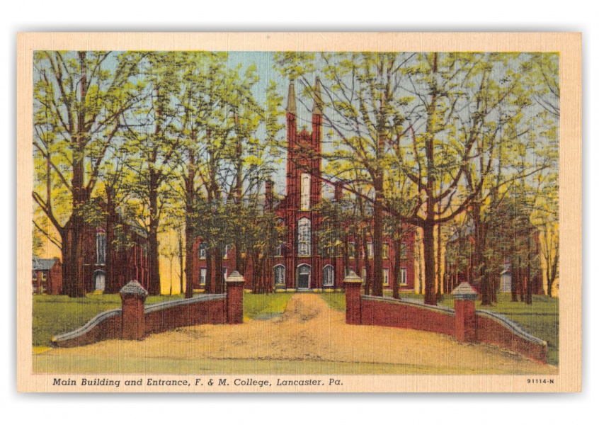 Lancaster, Pennsylvania, Main Building and Entrance, F. & M. College