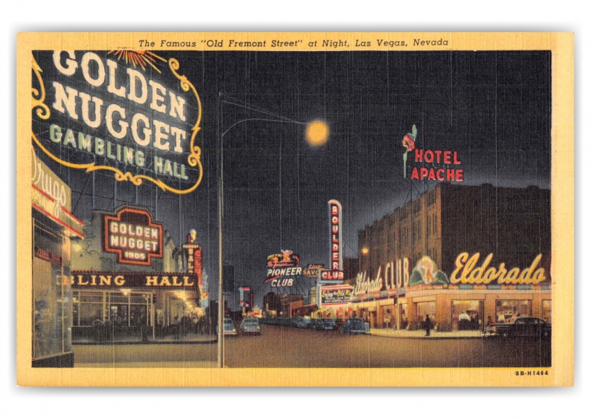 Las Vegas Nevada Old Fremont Street at Night Hotel Apache Golden Nugget