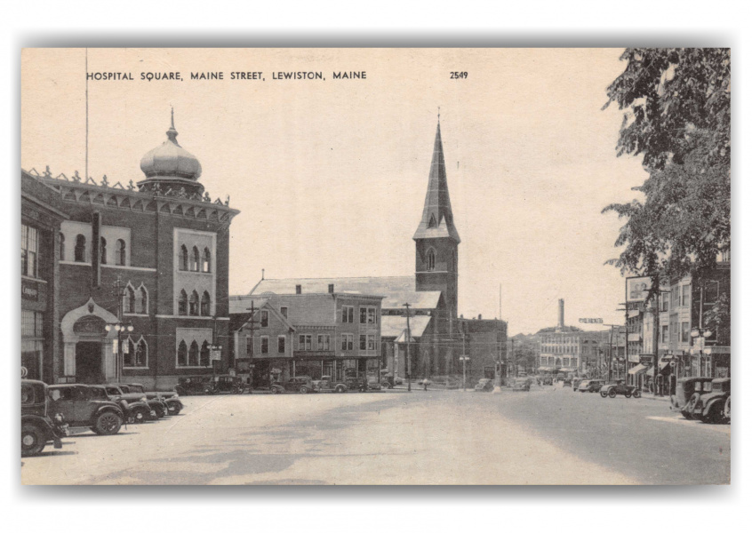 Lewiston, Maine, Hospital Square on Main Street