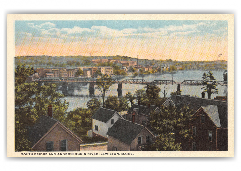 Lewiston, maine, South Bridge and Androscoggin River