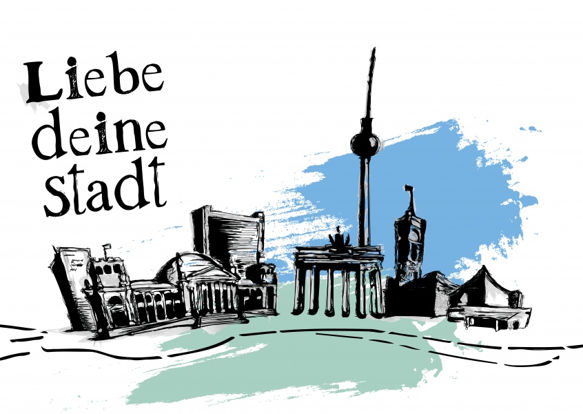 Postkarte Spruch Liebe deine Stadt Berlin
