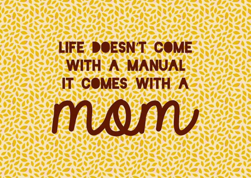 Life doesn't come with a manual., it coes with a mom