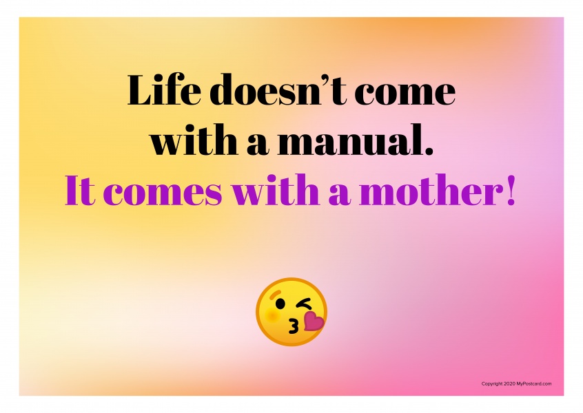 Life doesnâ€™t come with a manual. It comes with a mother!