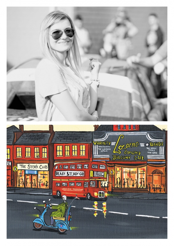 Illustratie Zuid-Londen Kunstenaar Dan het openbaar vervoer in Londen