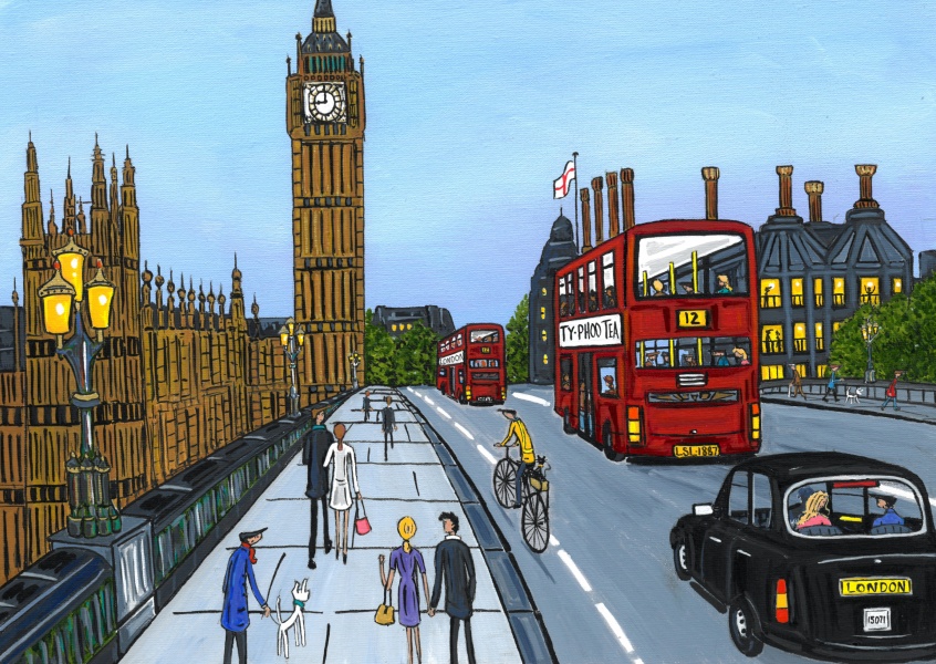 Illustration Södra London Konstnären Dan London staden