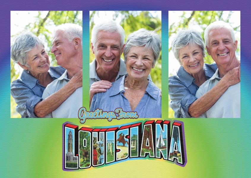 vintage tarjeta de felicitación, saludos desde Louisiana