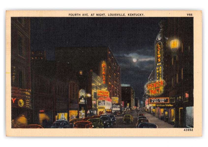 Louisville, Kentucky, Fourt Avenue at night | Vintage & Antique Postcards  🗺 📷 🎠 | Send real postcards online
