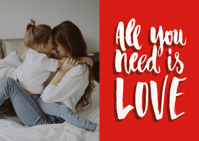 all you need ist love red postcard