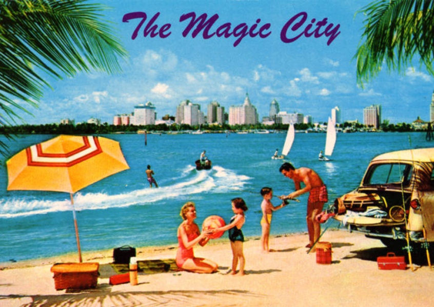 Curt Teich Vykort Arkiv Collection Miami, den magiska staden