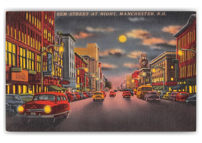 Manchester, New hampshire, Elm Street at night