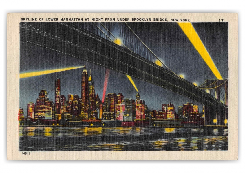 Manhattan New York Brooklyn Bridge Skyline at Night