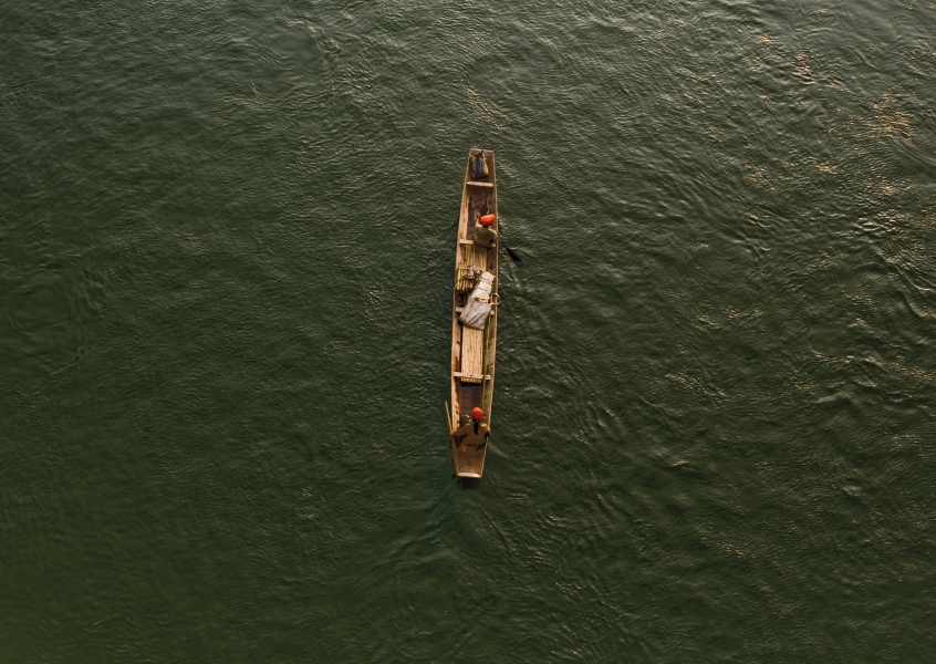 Postkarte boat on Mekong