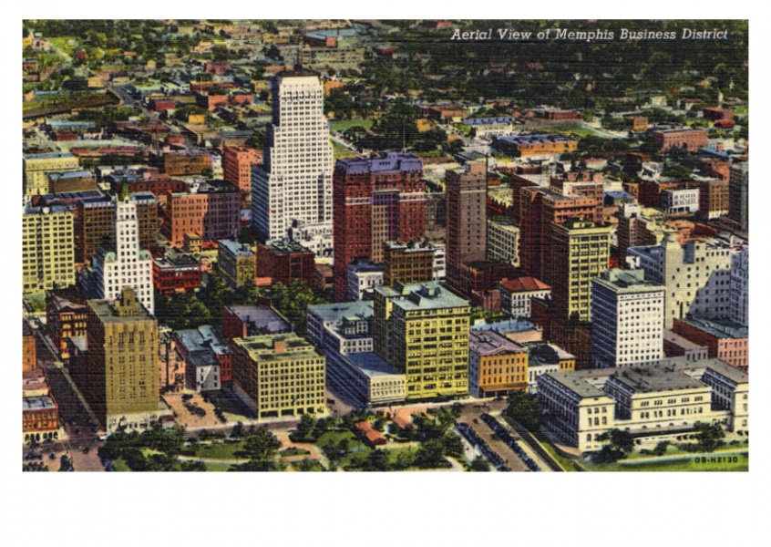 Curt Teich carte Postale de la Collection des Archives Surfacique vue de Memphis dans le quartier des Affaires