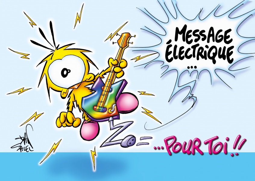 Le Piaf Cartoon Mensagem electrique pour toi
