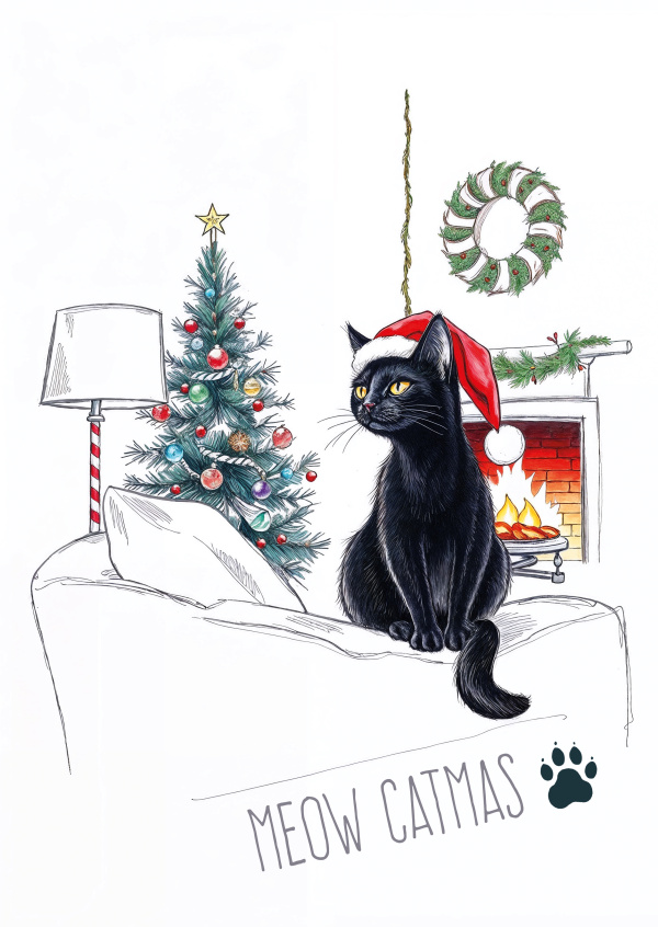 greeting card Meow Catmas