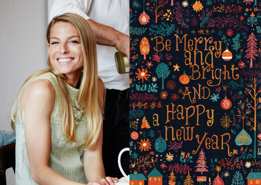 greeting card Be Merry and bright an Happy new year