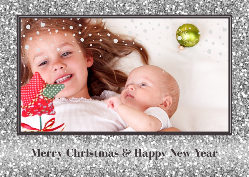 Merry Christmas with silver glitter frame