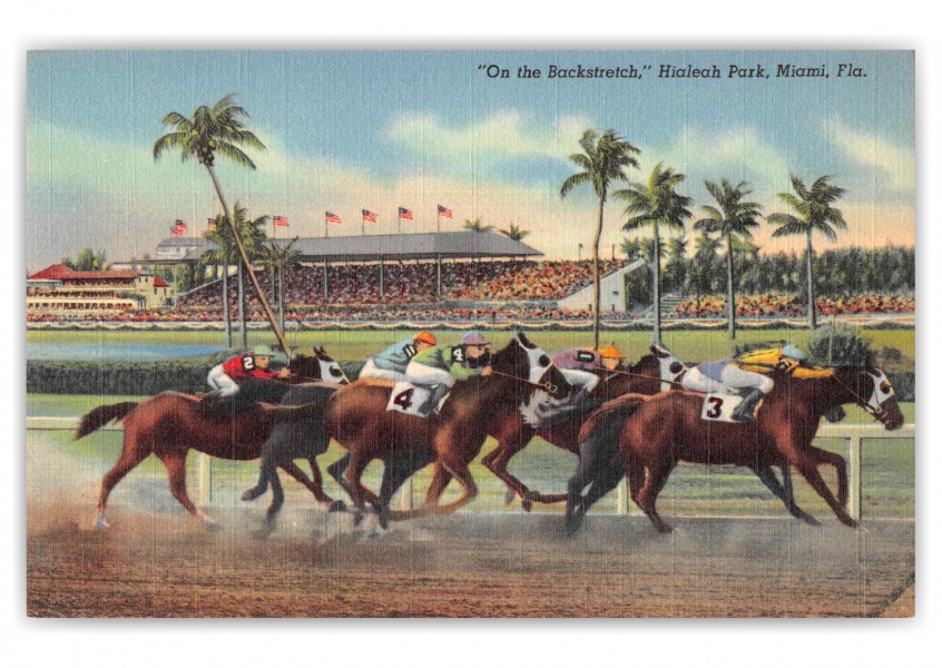 Miami Florida Hialeah Park Race Track Jockeys Horse Racing