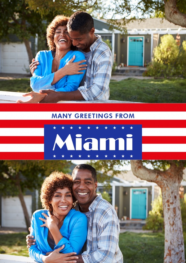 Miami saludos de bandera estadounidense