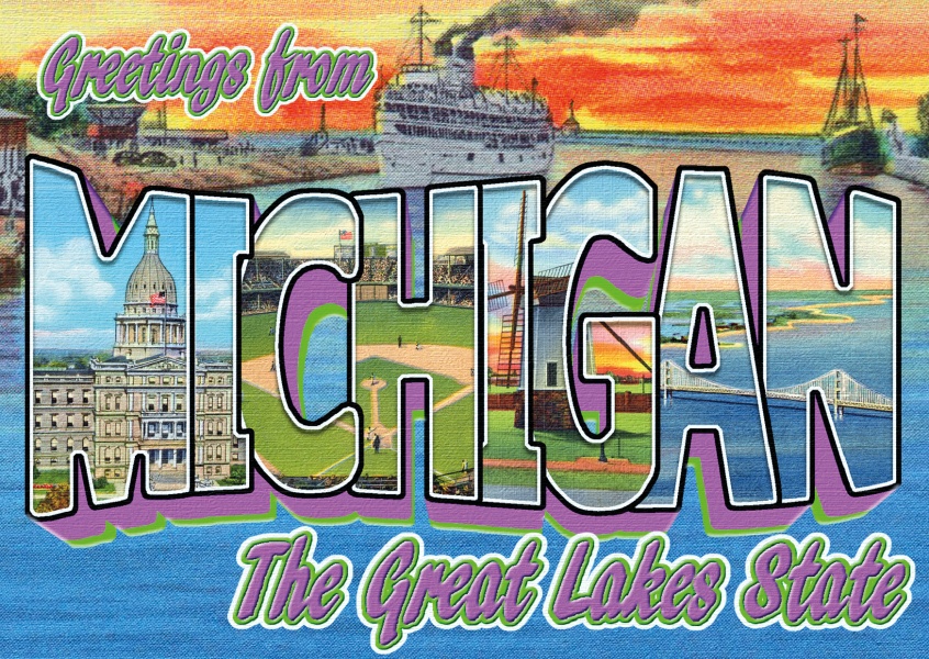 vintage tarjeta de felicitación de Michigan
