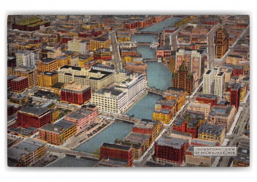 Milwaukee, Wisconsin, aerial view of downtown