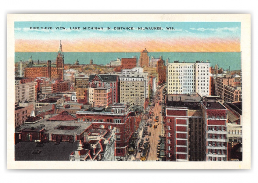 Milwaukee Wisconsin Birds Eye View Towards Lake Michigan