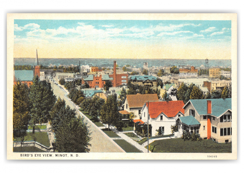 Minot, North Dakota, birds eye view of town