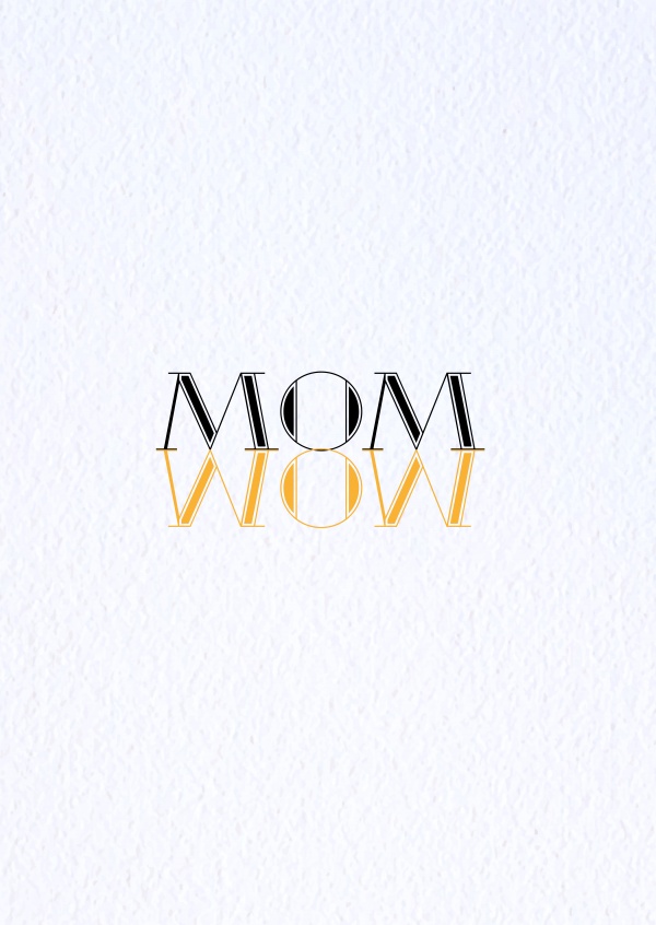 weiße Karte mit der Aufschrift Mom und der Spiegelung Wow 