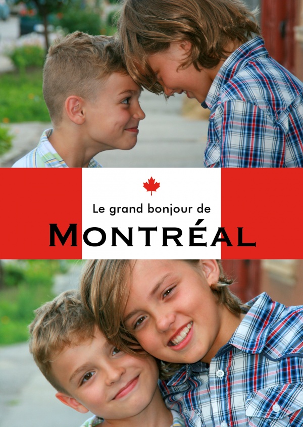 Montreal saludos en lengua francesa rojo blanco