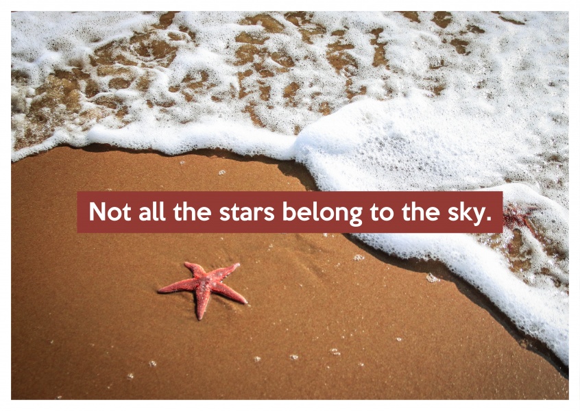cartão-postal dizendo que Nem todas as estrelas pertencem ao céu