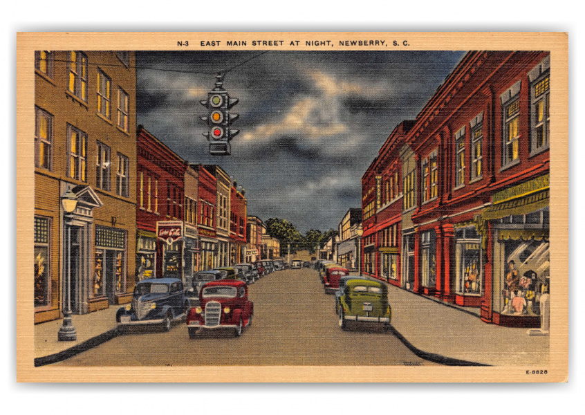 Newberry, South Carolina, East Main Street at night