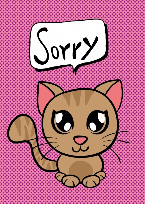 SÃ¼ÃŸe Katze Zeichnung Sprechblase sorry postkarte