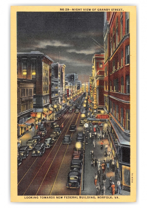 Norfolk, Virginia, Granby Street at night