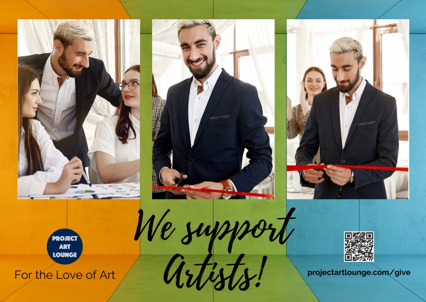 la carte postale Pour l'Amour de l'Art, Nous soutenons les Artistes