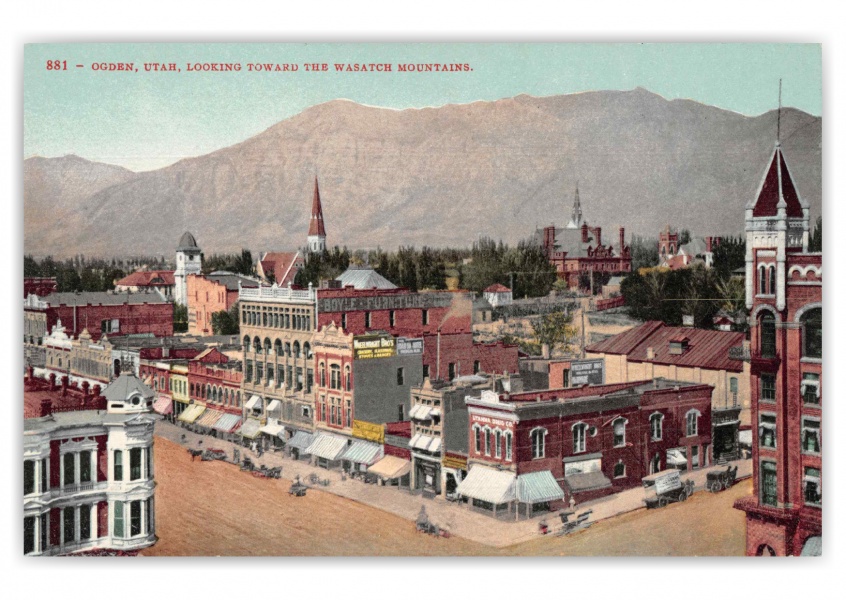 Ogden Utah Birds Eye View Towards Wasatch Mountains