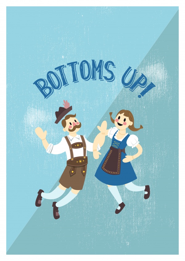 Bottoms up! Postal para Octoberfest
