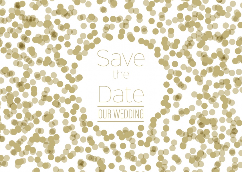 Save the Date Wedding card with golden dots