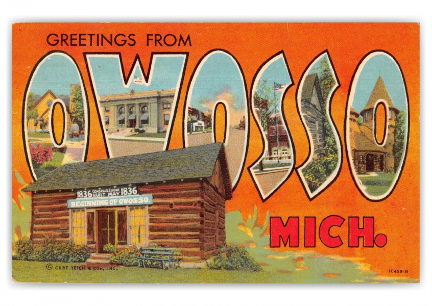 Owosso Michigan Large Letter Greetings